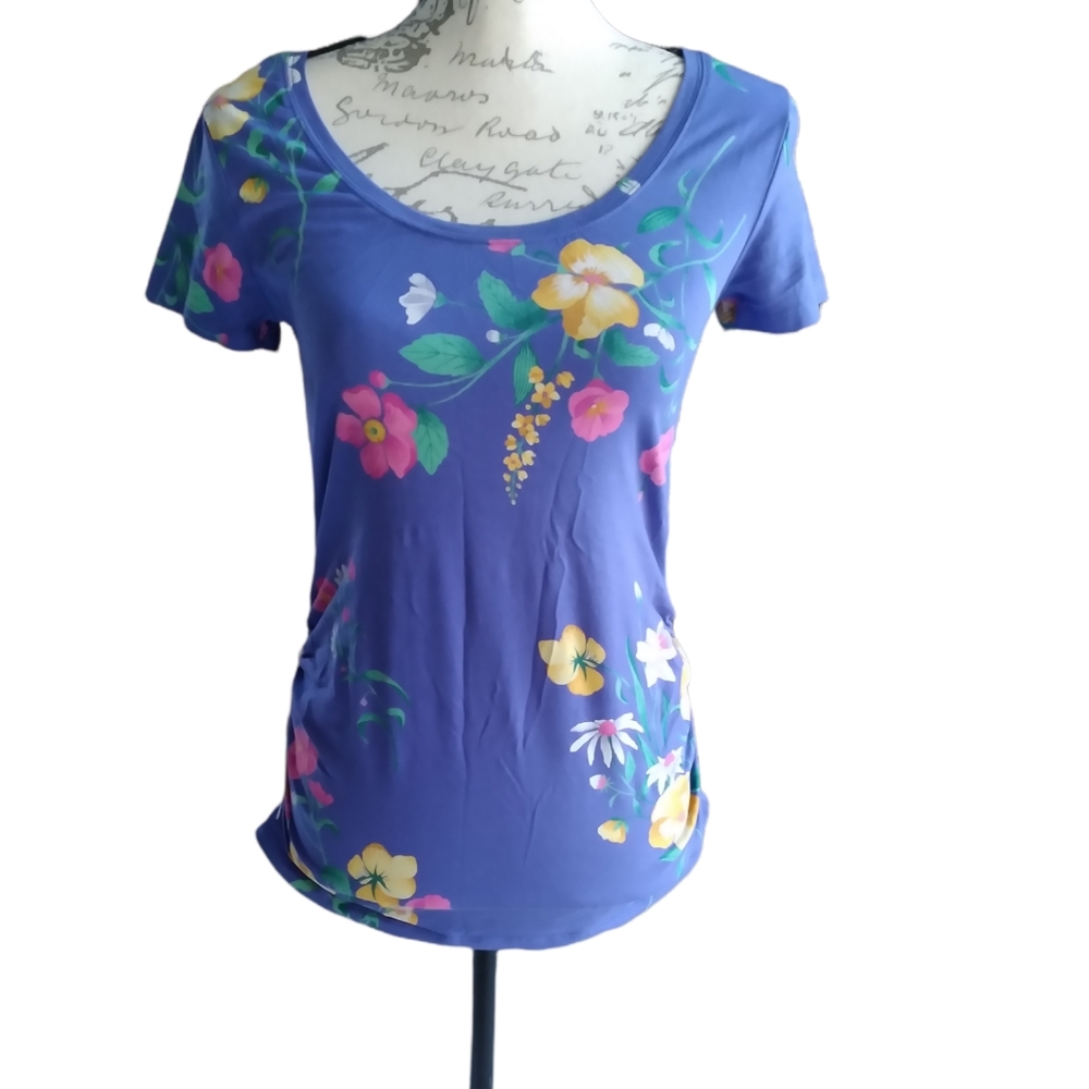 Old Navy Fitted Purple Floral Maternity Top Size Small